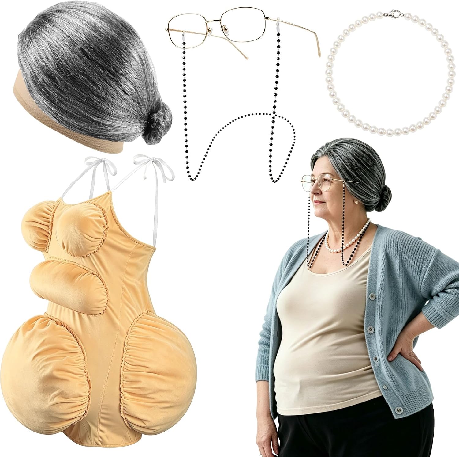 Pearl Necklace - Conjunto de Fantasia de Senhora Gorda