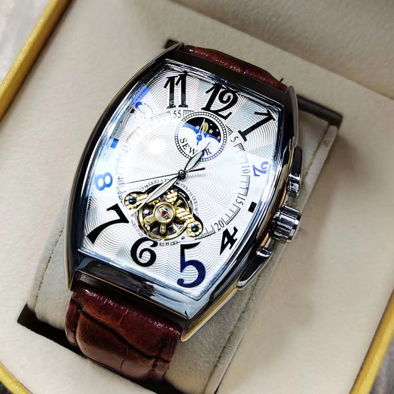Seiko Watch Presage - SEWOR-Relógio Mecânico Masculino, Relógios Turbilhão Dourado,