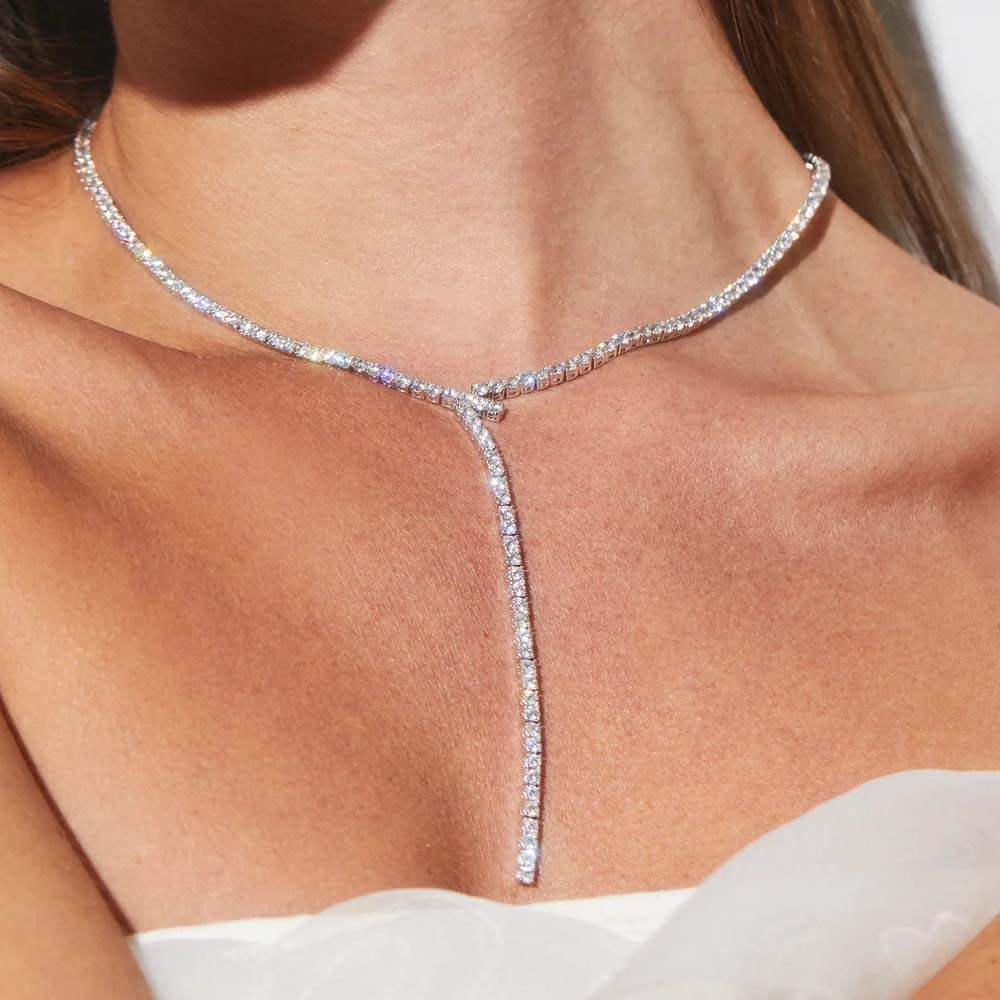 Crystal Choker Necklace - Stonenfans longo em forma de y