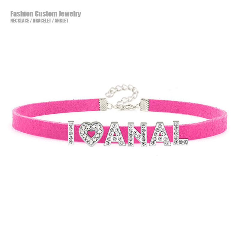 Crystal Choker Necklace - Sexy quente strass letras eu amo