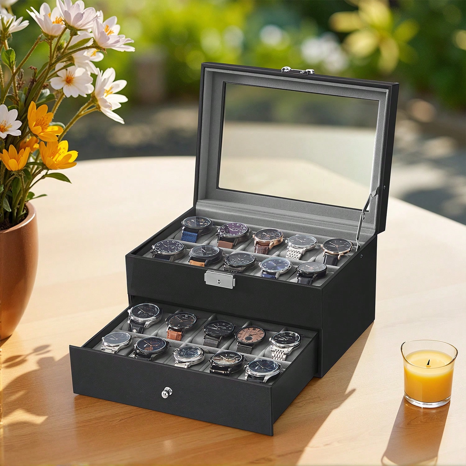 Jewelry Watches For Men - Caixa para Relógios com 20 Compartimentos,