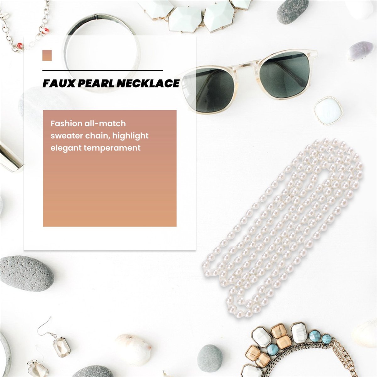Pearl Necklace - Colar de corrente de suéter longo