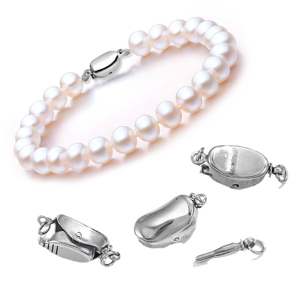 Pearl Necklace - 5 pçs titânio aço colar fivelas