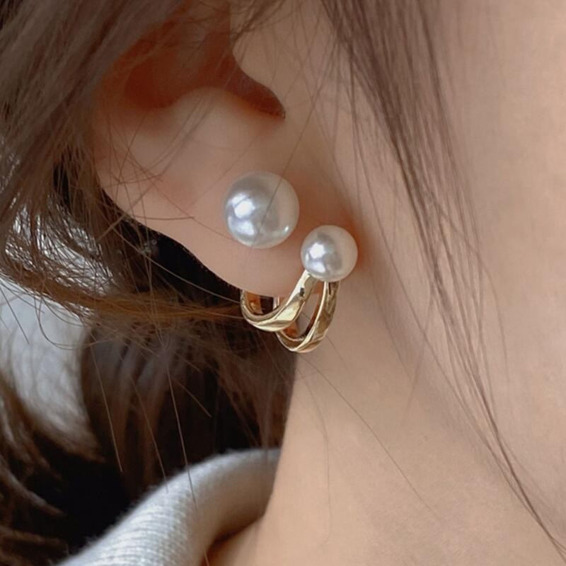 Pearl Stud Earrings - 925 agulha de prata coreano moda
