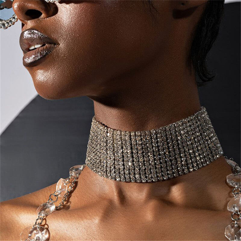 Crystal Choker Necklace - Colar para mulheres colar de cristal