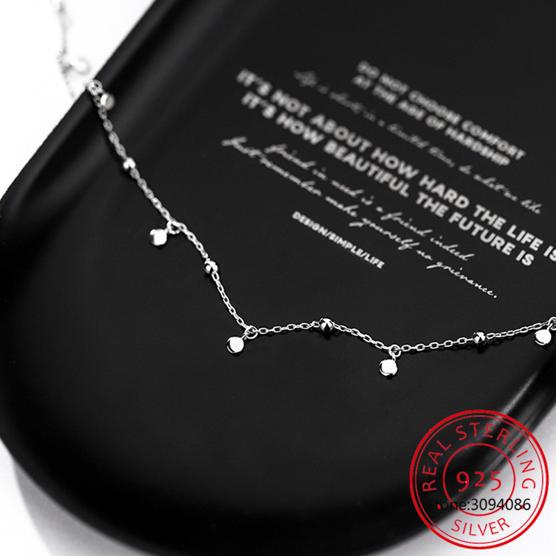 Crystal Choker Necklace - 925 prata esterlina jóias delicadas discos