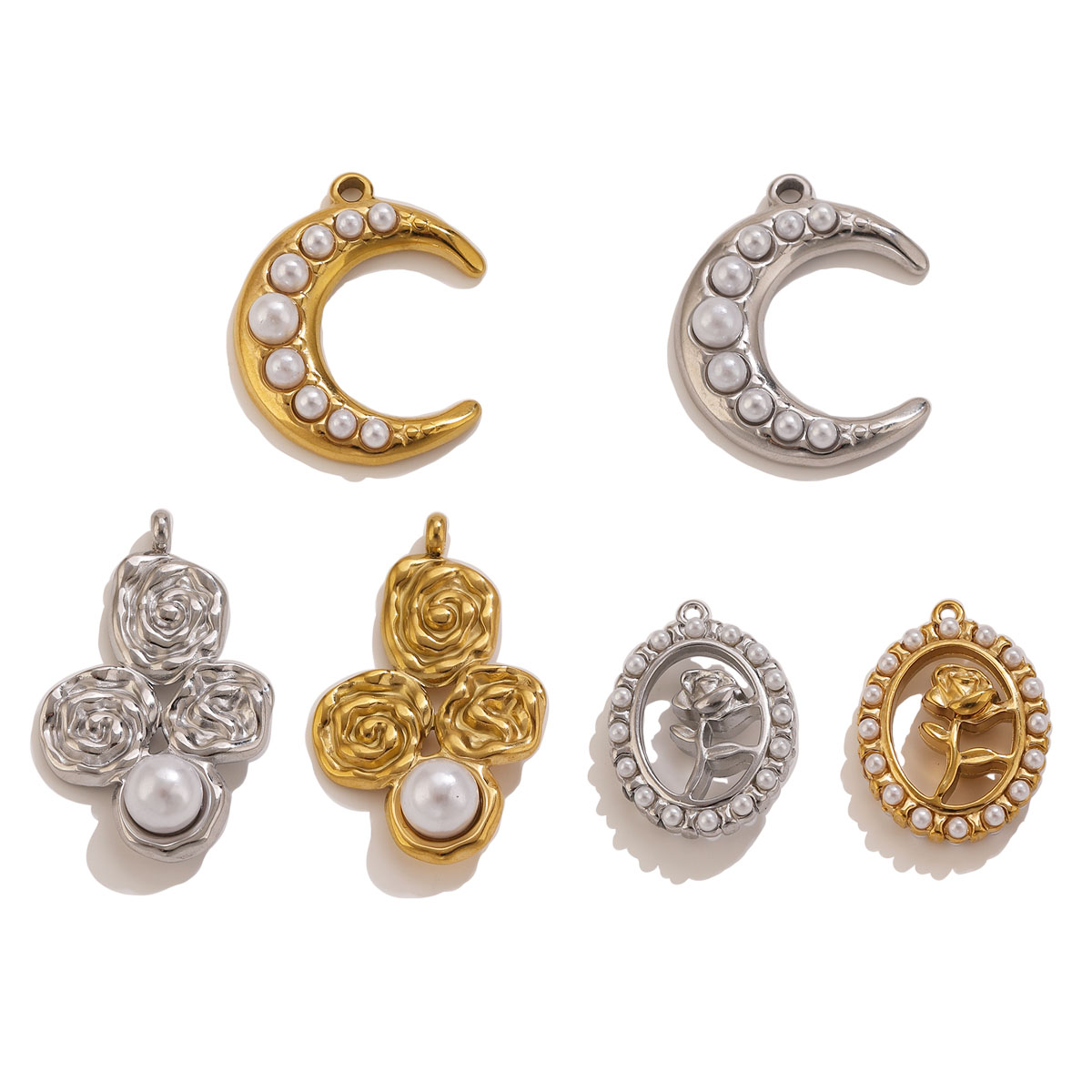 Pearl Stud Earrings - 5 peças de pingentes de pérola