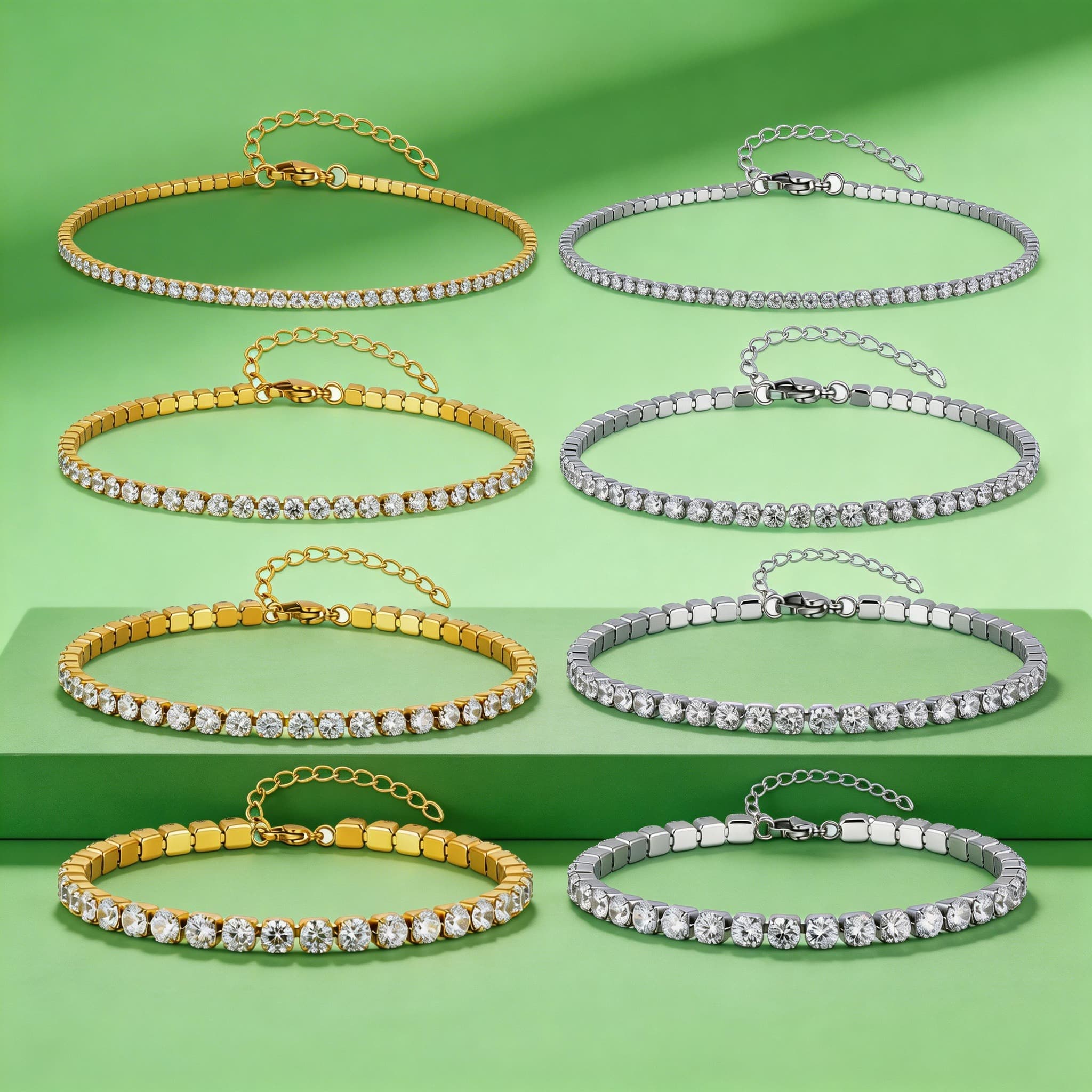 Jc Jewelry & Watches Reviews - Tornozeleira de Luxo com Zircônia 2/3/4/5MM