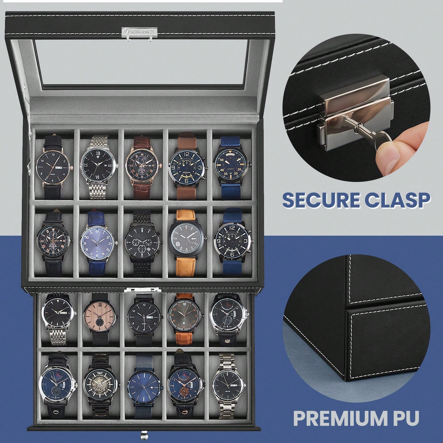 Caixa para Relógios com 20 Com - Jewelry Watches For Men avaliação e preço