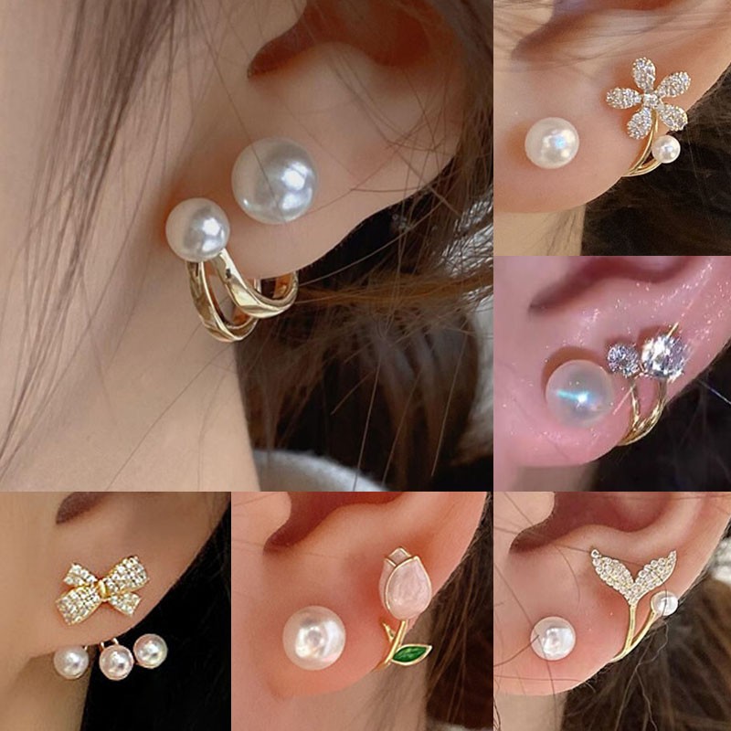 925 agulha de prata coreano mo - Pearl Stud Earrings avaliação e preço