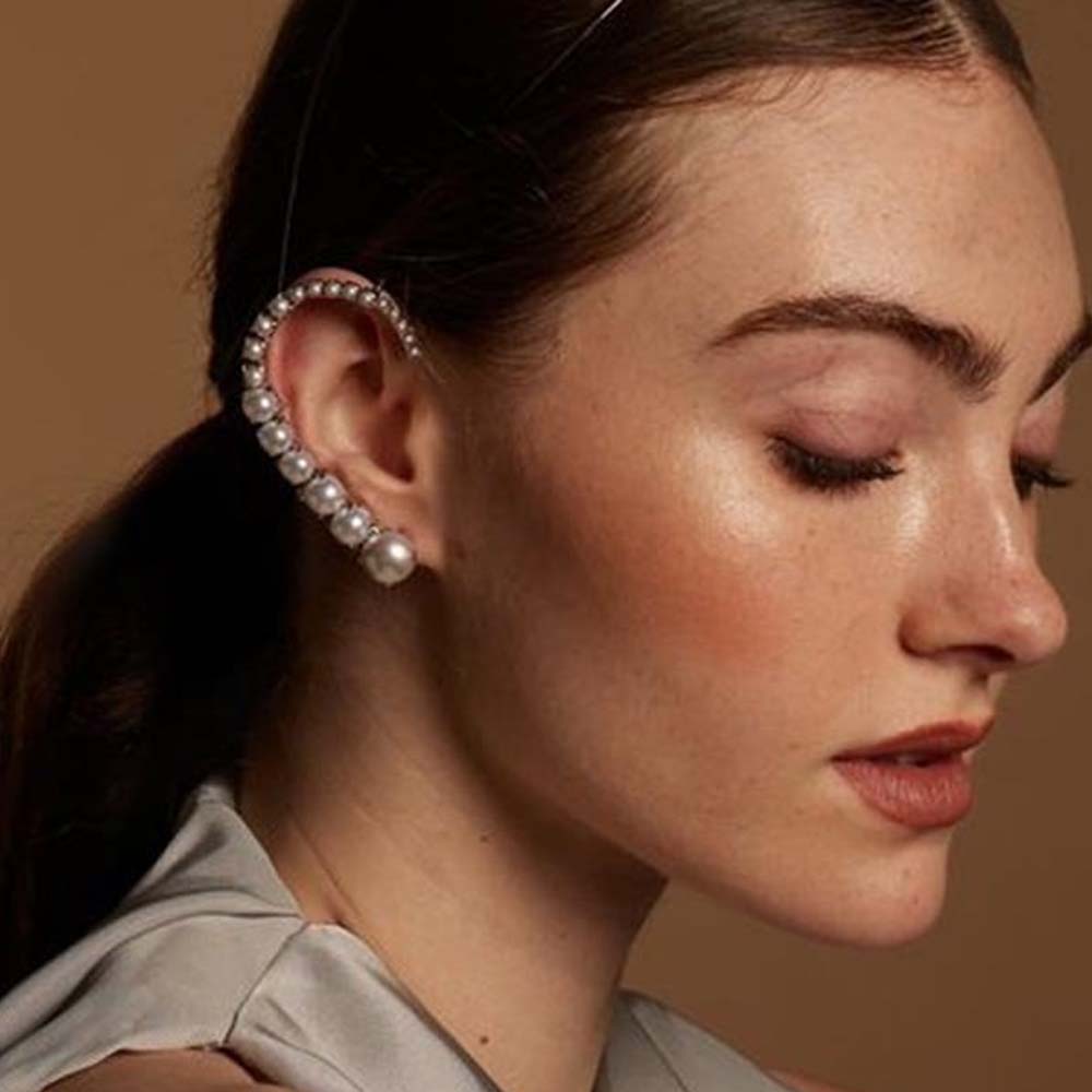 Stonefans Pearl Ear Clips Sem  - Pearl Stud Earrings avaliação e preço