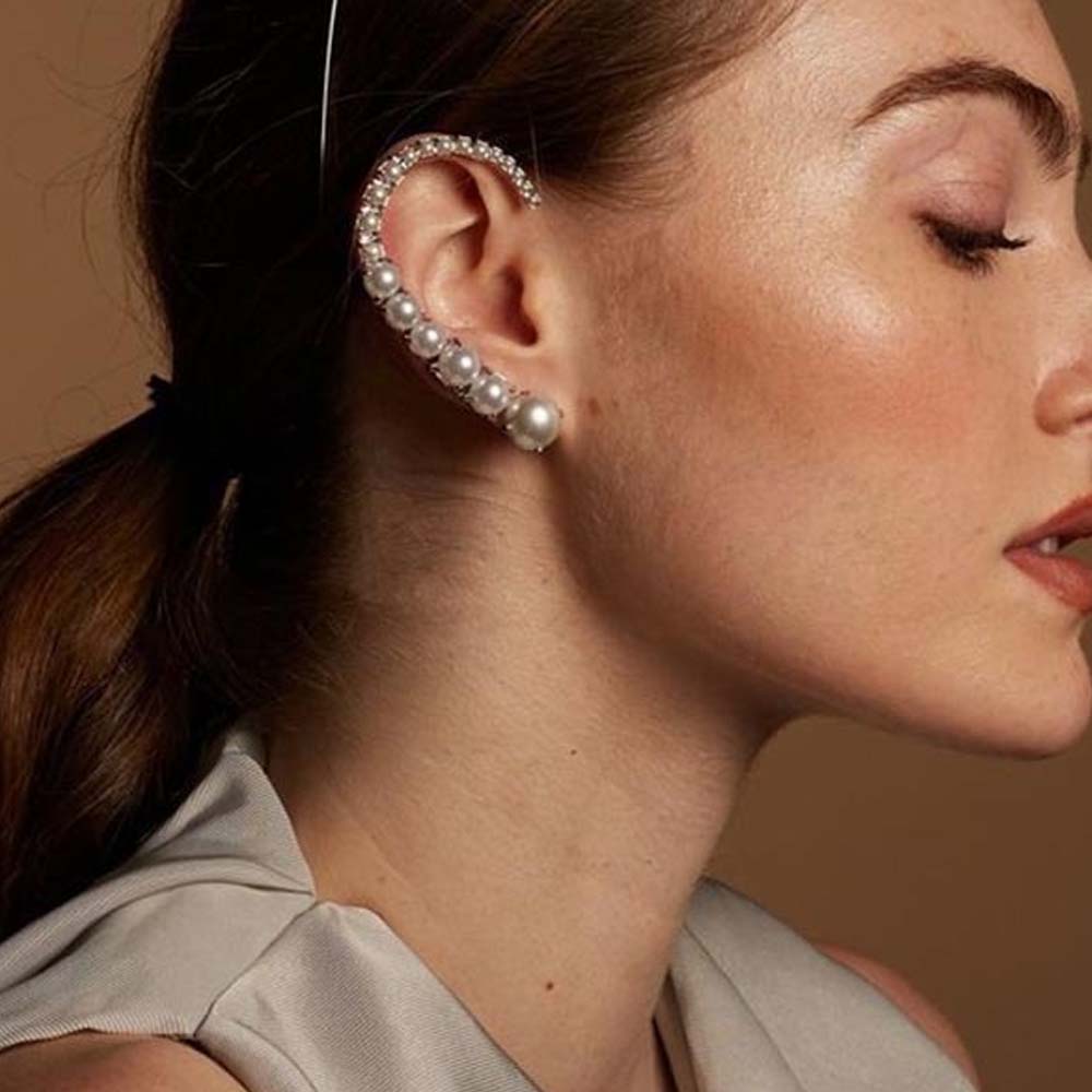 Stonefans Pearl Ear Clips Sem  - Pearl Stud Earrings avaliação e preço