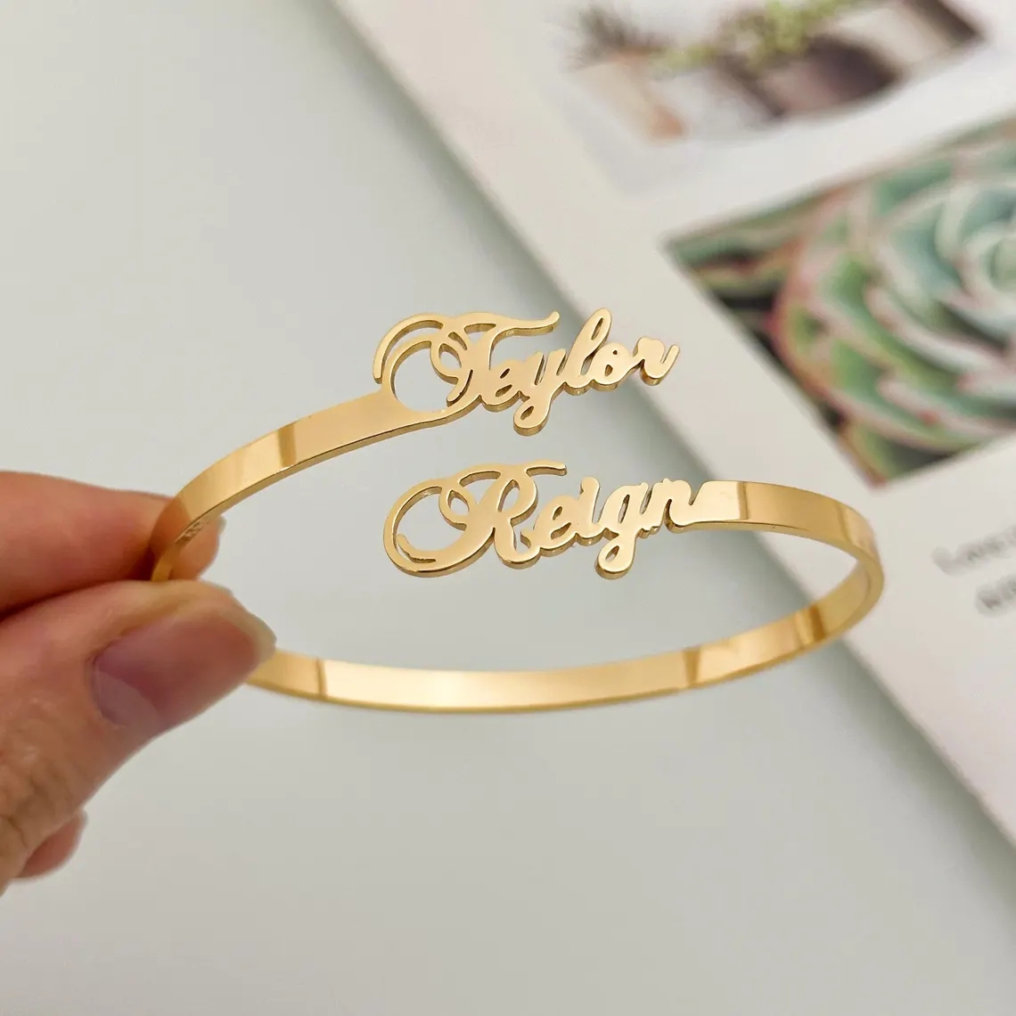 Pulseira personalizada com nom - Cuff Bangle Bracelet avaliação e preço