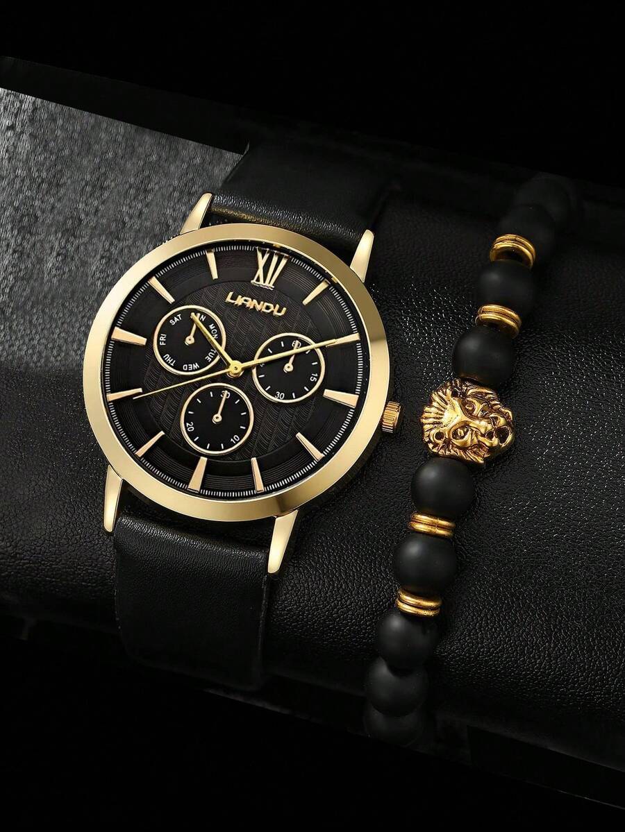 Conjunto de relógio masculino  - Leather Bracelet avaliação e preço