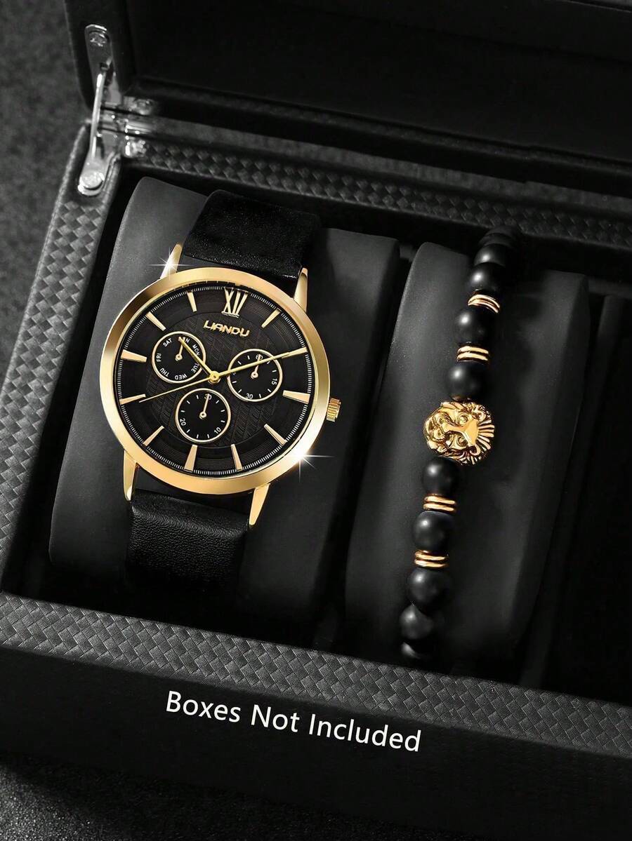 Conjunto de relógio masculino  - Leather Bracelet avaliação e preço