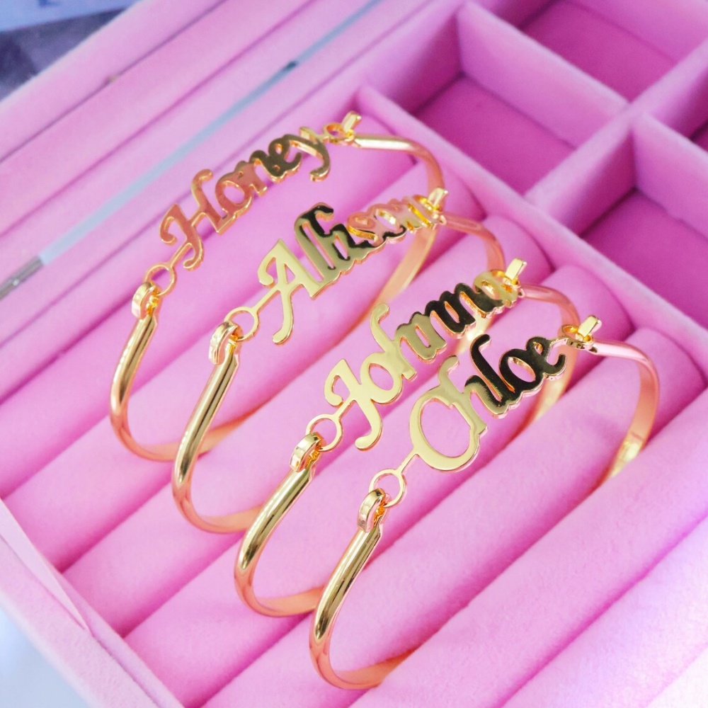 Pulseiras personalizadas com n - Cuff Bangle Bracelet avaliação e preço