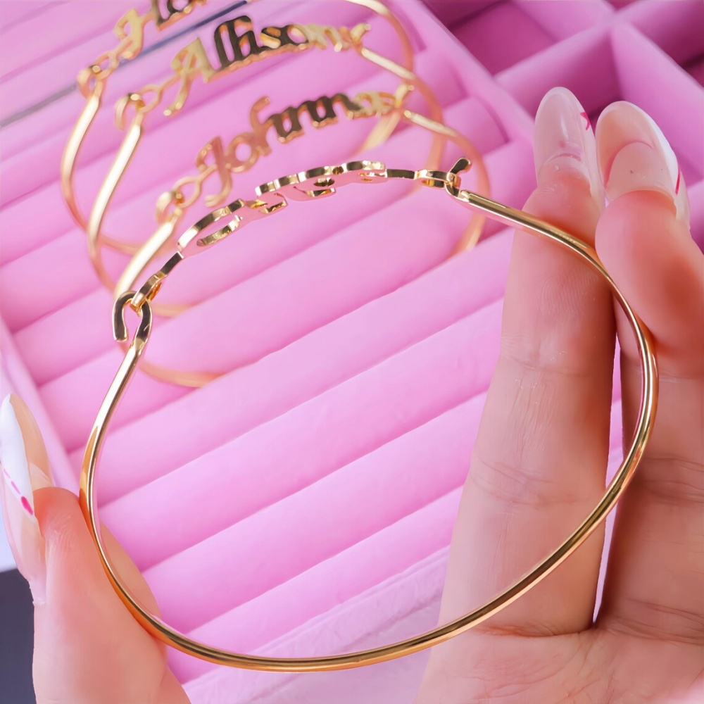 Pulseiras personalizadas com n - Cuff Bangle Bracelet avaliação e preço