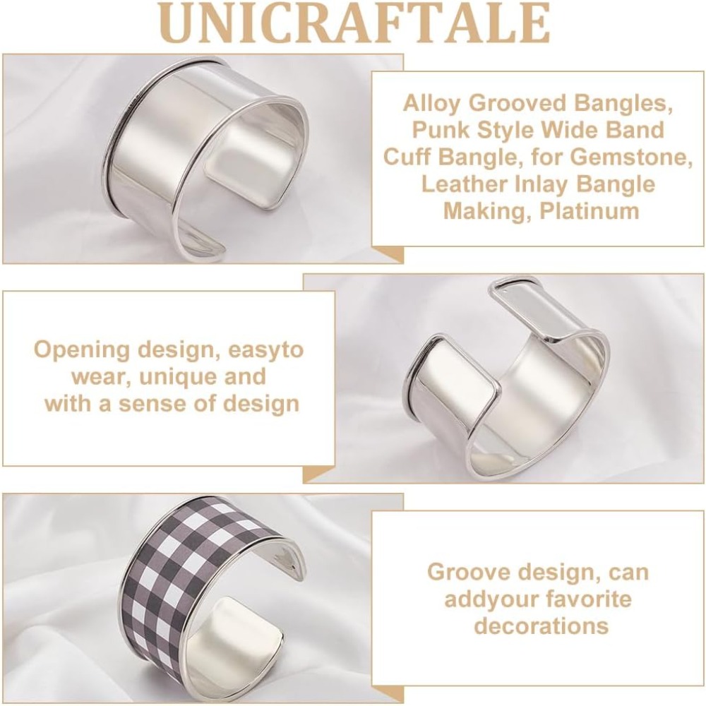 2 pçs platina ranhurada pulsei - Cuff Bangle Bracelet avaliação e preço