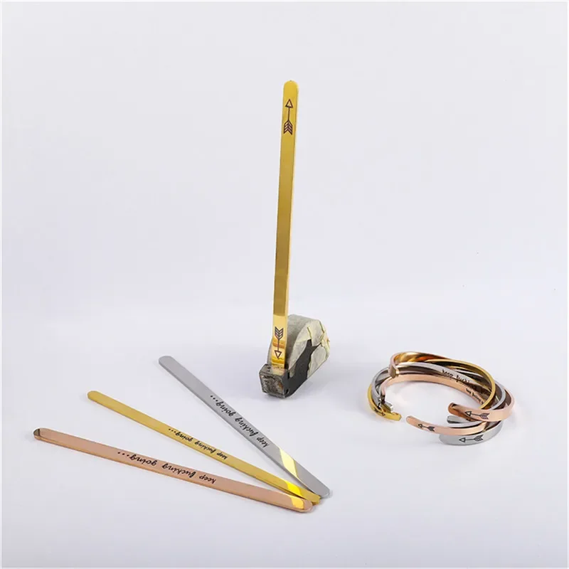 Aço inoxidável manguito reto p - Cuff Bangle Bracelet avaliação e preço